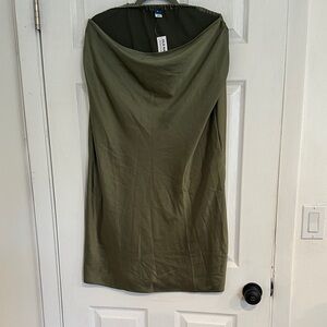 Old Navy Olive Satin-Look Midi Skirt